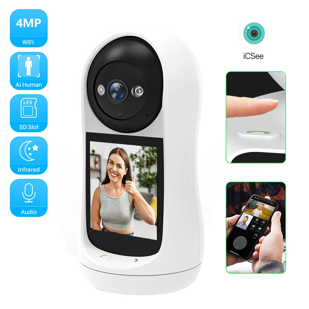 interior wifi vigilancia camera ip rastreamento automatico cctv seguranca bebe e pet monitor sem fio icsee smart home 4mp 2k 01