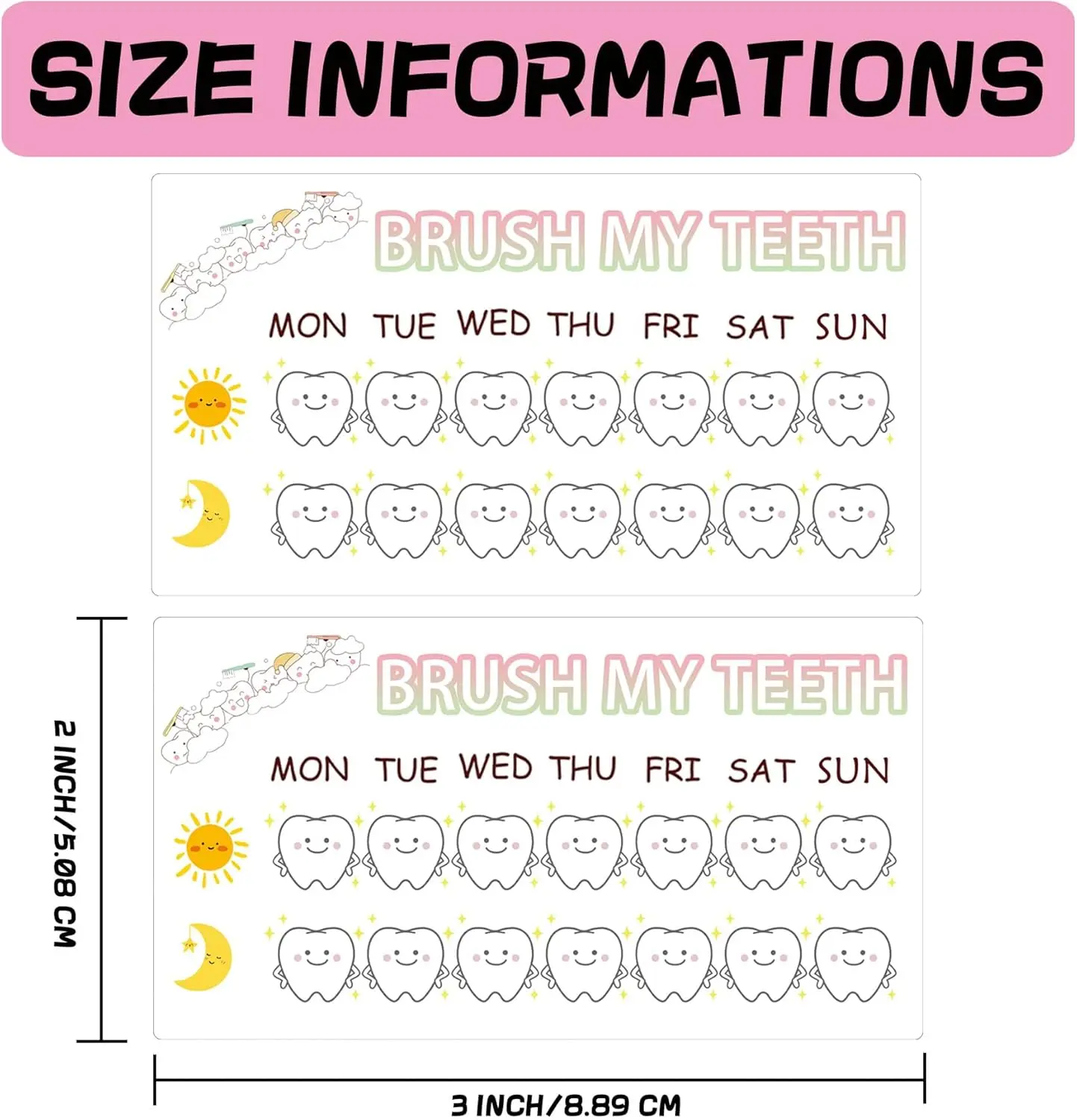 Brush My Teeth Reward Cards 50pcs Educational Teeth Brushing Weekly Chart Cards for Toothbrushing Tracker Behavior Finish Incent