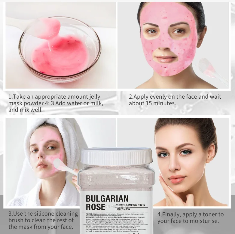 Masque de MSI de rose d'arbutine pour les soins de la peau du visage, masques hydrojelly, Peel Off, vitamine C, acide hyaluronique, masque de boue d'or 24K, poudre de bricolage, 650g