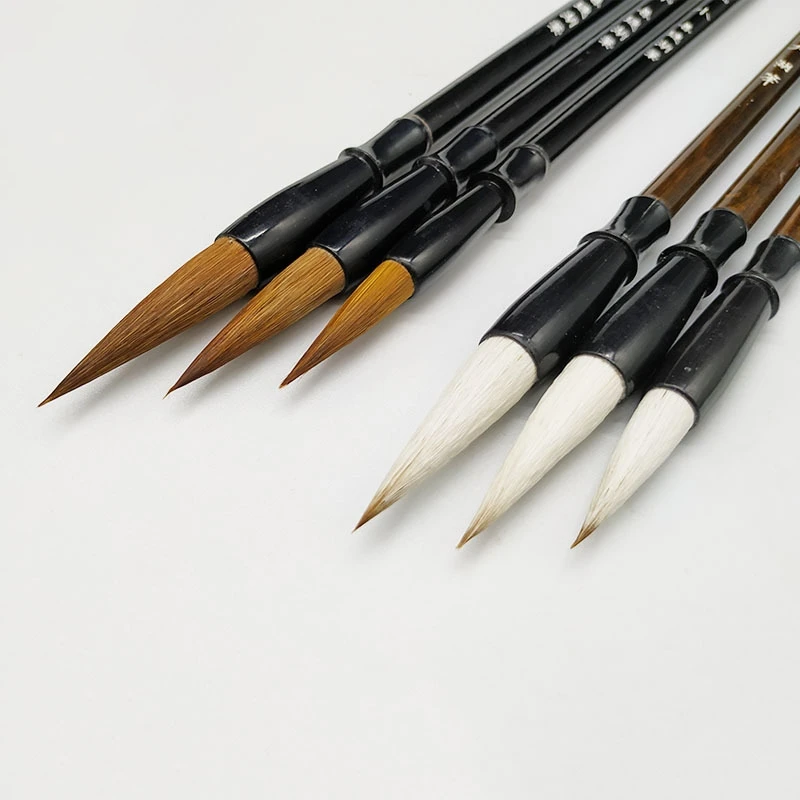 

3Pcs White Woolen Brush/Brown Weasel Wool Hair Chinese Japanese Calligraphy Brush Pen Set Art For Office School Darwing Supplies