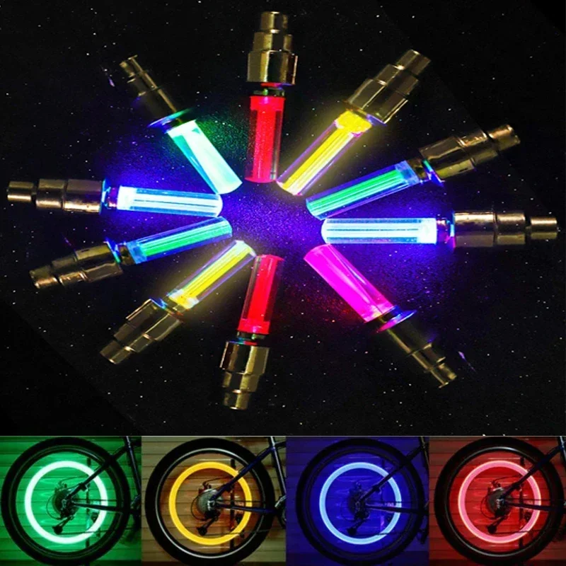2/4pcs Motorcycle Bicycle Tire Valve Caps Light LED Neon Flash Lamp Waterproof Tyre Universal Wheel Lights Car Accessories image 2