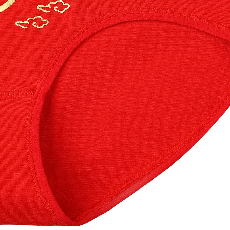 China Red Cotton Panties Women Underwear Lady Female Mid-Rise Briefs Breathable Lingerie Soft Basic Underpants Women