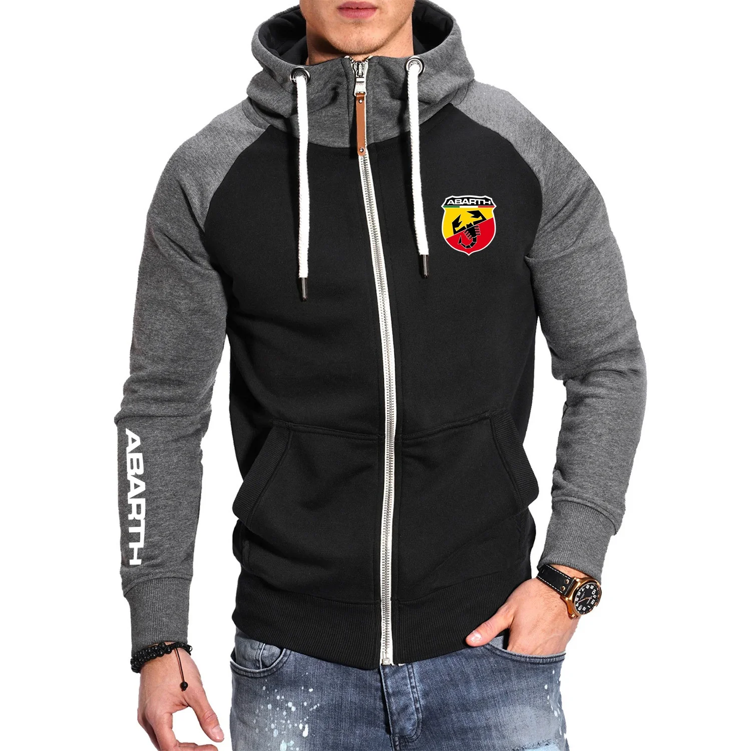 Homens quentes jaqueta de lã à prova de vento outerwear com capuz streetwear casaco novo logotipo escorpião moletom com capuz motorsport