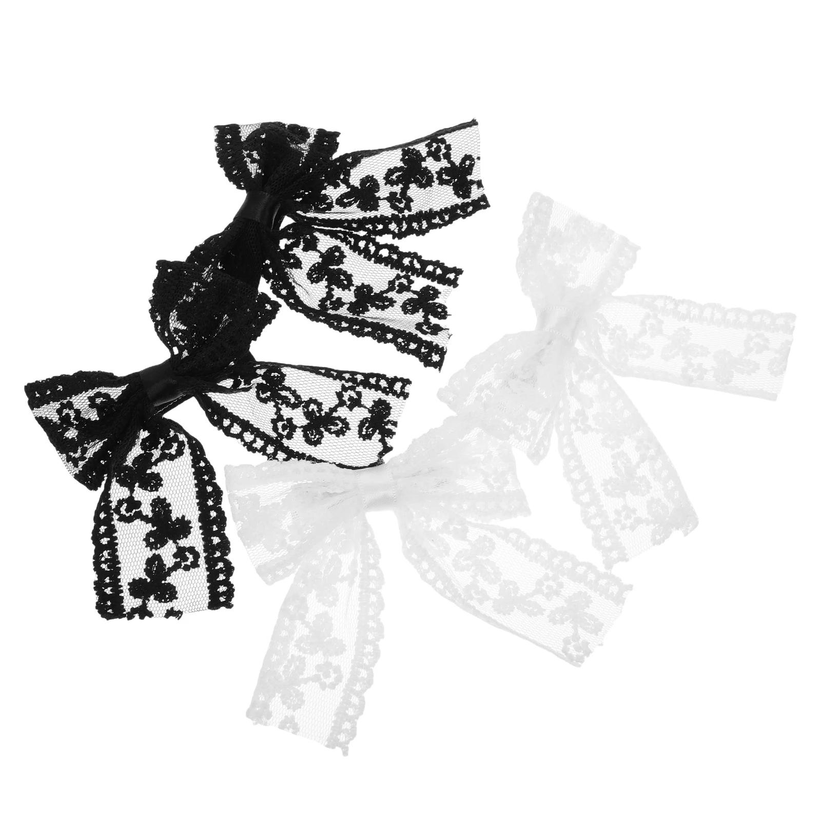 

4 Pcs Hairpin Elegant Lace Bow Clips Black Mesh Fabric Accessories Women Bows Versatile Hairstyle Secure Everyday Parties