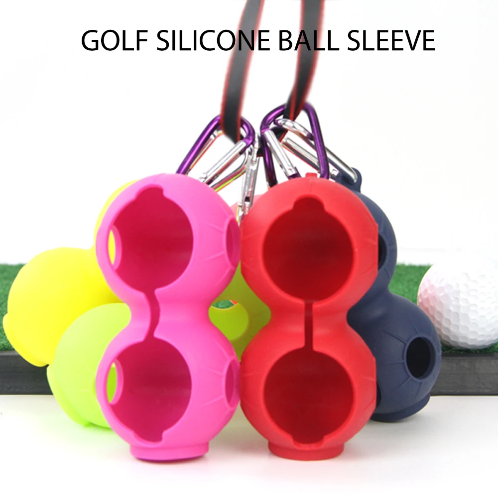 2Pcs Portable Mini Golf Ball Bag Protective Cover Soft Silicone Waist Holder Fall Resistant Keyring Golfing Accessories 2 Balls