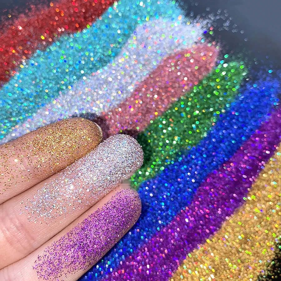 23*10g Laser Holographic Nails Glitter Powder Rainbow Linear Glitter 0.2MM 008'' Size Holographic Dazzling Glitter Powder