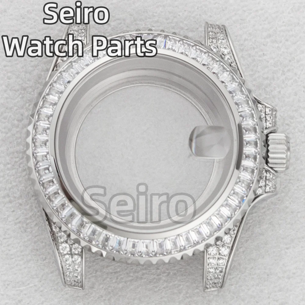 

40MM NH35 Case Diamond Watch Case Sapphire Glass Stainless Steel Watch Parts for SUB GMT Yacht NH34 NH36 Movement Men Watch Case