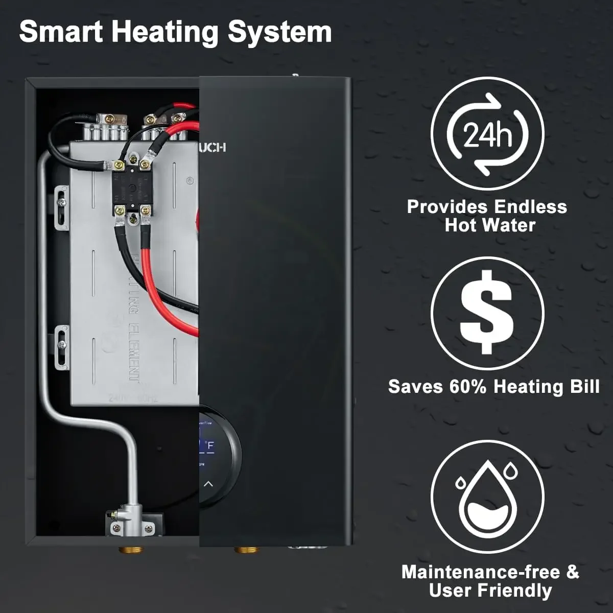 Tankless Hot Water Heater, ECOTOUCH 18kW on Demand Instant Water Heater 240V, ETL Certificated Self-Modulation Point of