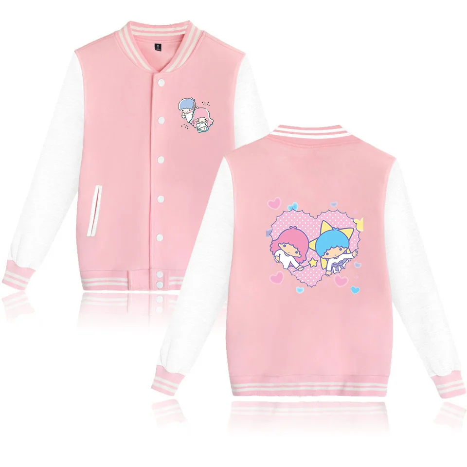 

Little Twin Stars Baseball College Jacket Oversized Men Clothes Harajuku jacket Personality Street coats Anime Jackets kids