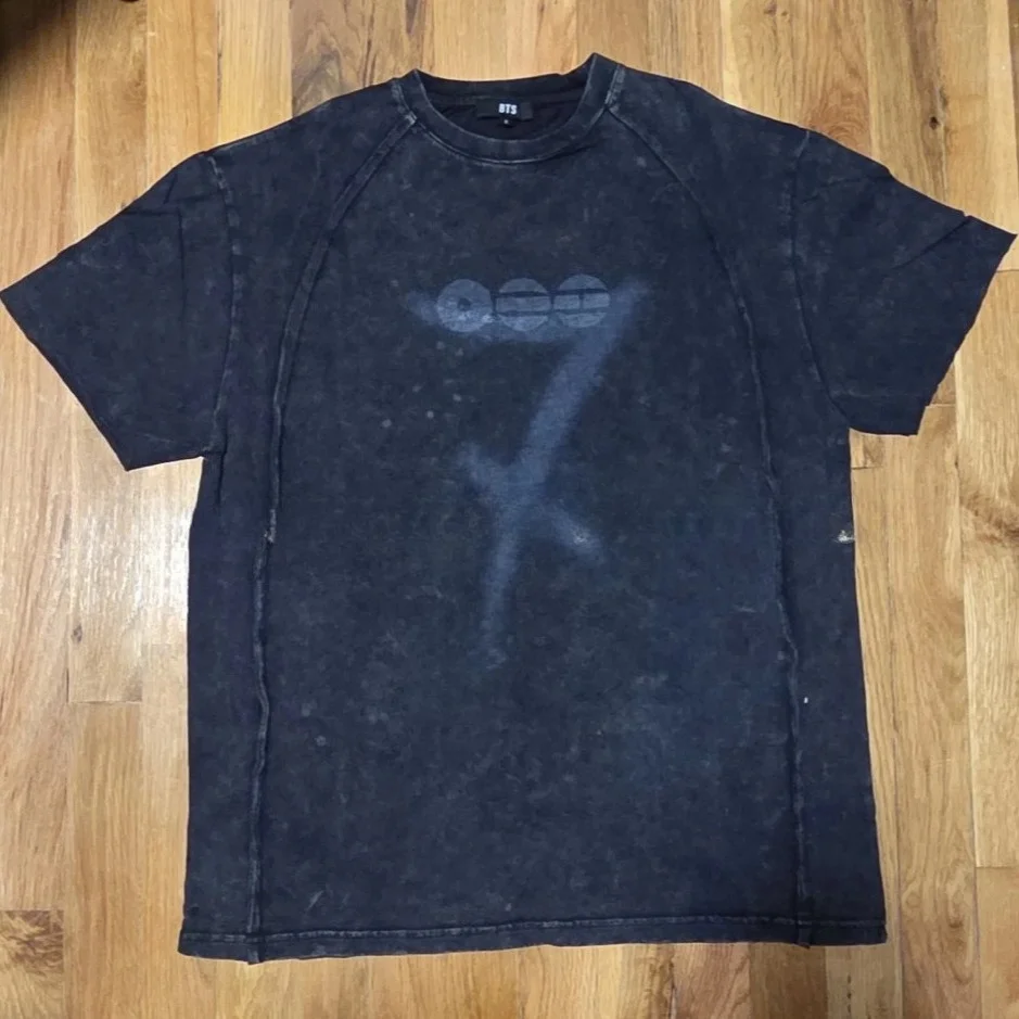 Image of Retro-gewaschenes Arirang T-Shirt mit Grafikdruck, Unisex, locker geschnitten, kurzärmelig, für den Alltag, lässige Paar-Oberteile, Fan-Geschenk