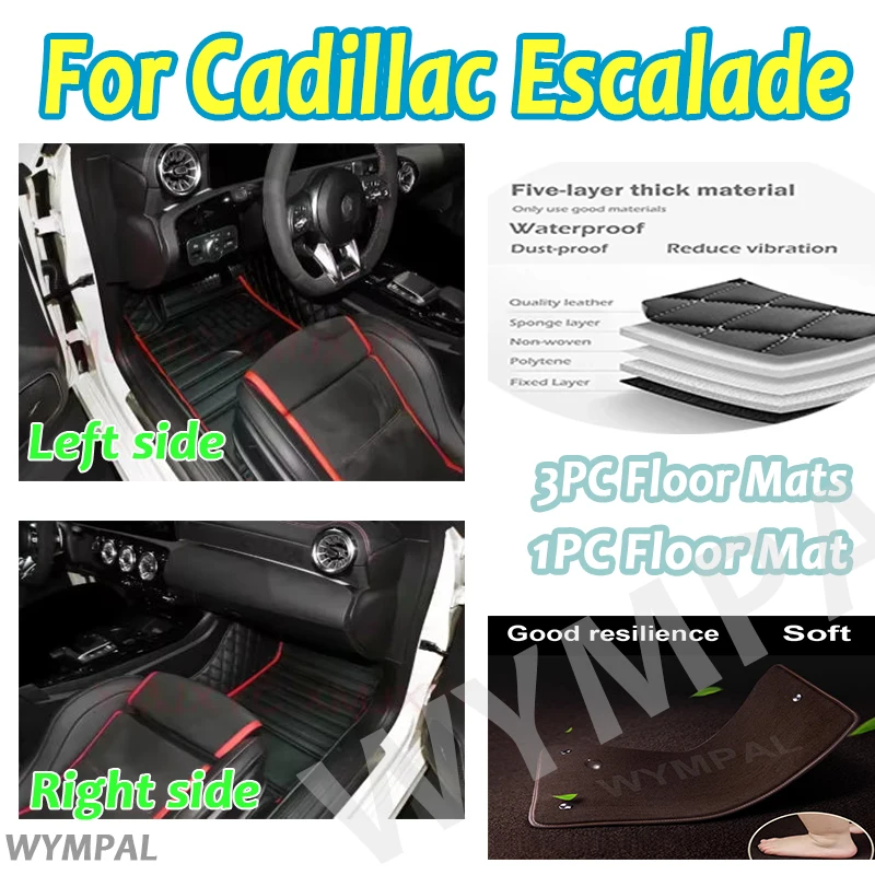 

Luxury Custom Car Floor Mats For Cadillac Escalade Seven Seats 2007 2008 2009 2010 Auto Foot Pads Carpet Cover Interior Accessor
