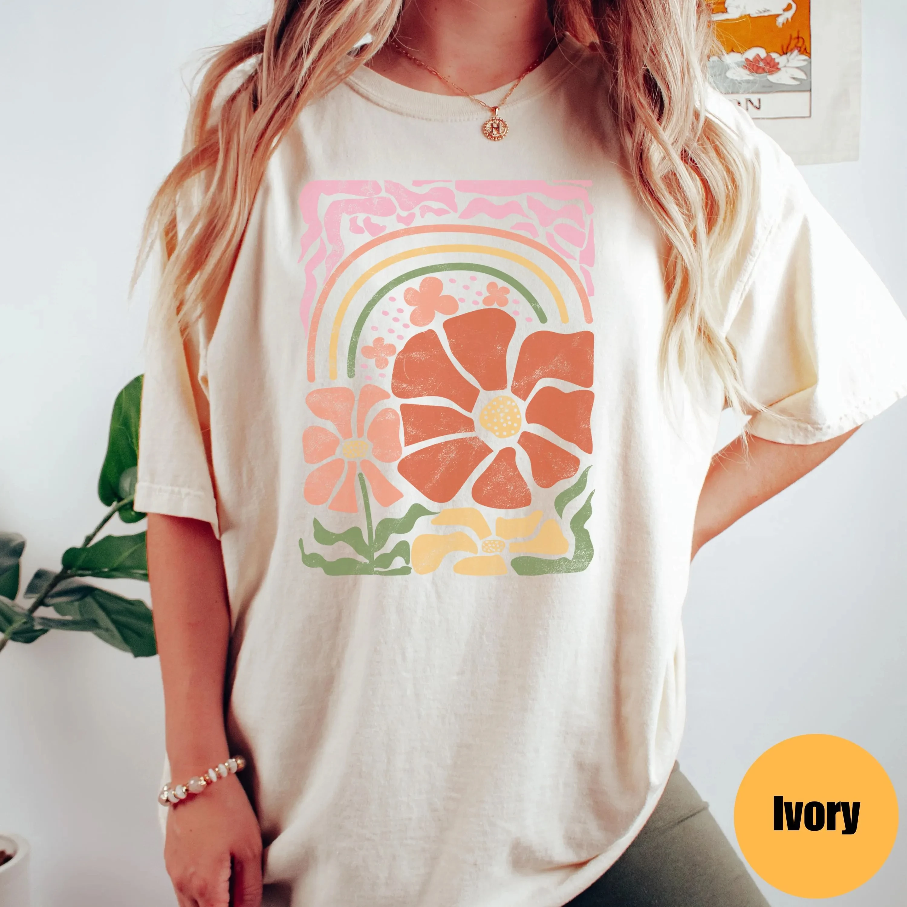 Women's Plus Size Boho Wildflowers Cottagecore T-shirt Cotton Breathable Fashionable and Versatile Unisex Streetwear Oversized