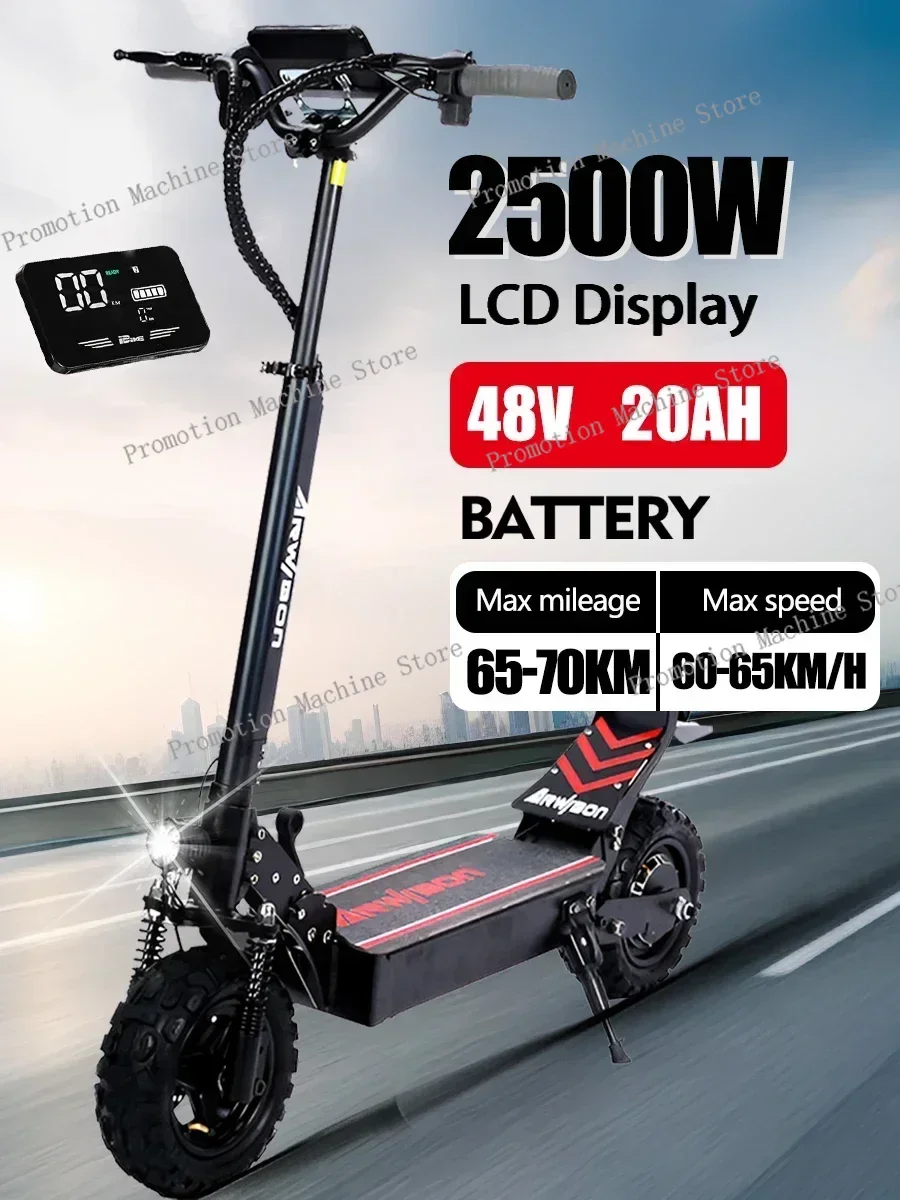 EU New 2500W 48V 20AH Electric Scooter Max Speed 50-65km/h Max Range 60km 11 Inch Off-road Tyre Lcd Display Foldable Escooter