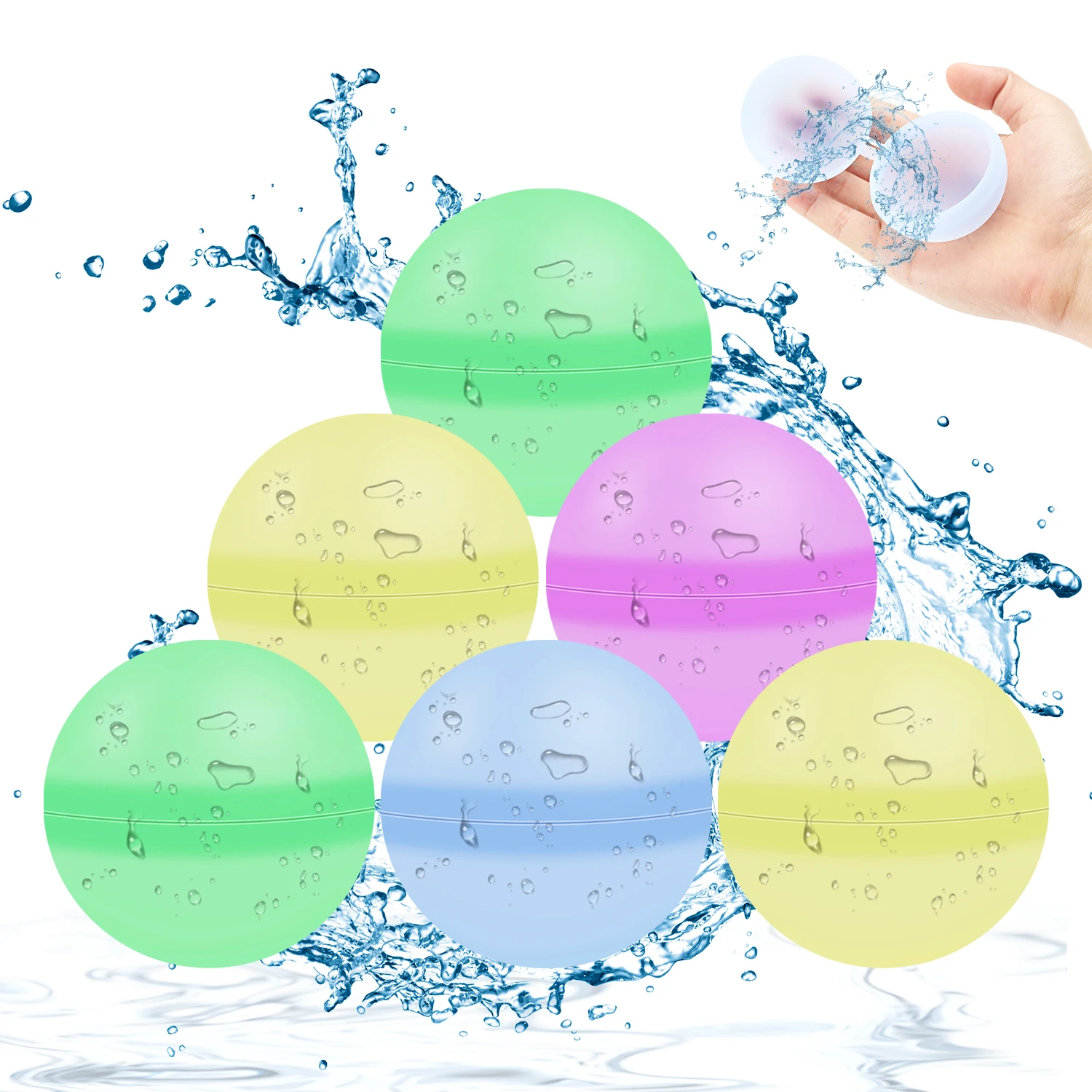 Bolas de silicone reutilizáveis, cores aleatórias, luta aquática ao ar livre, praia, brinquedos de piscina