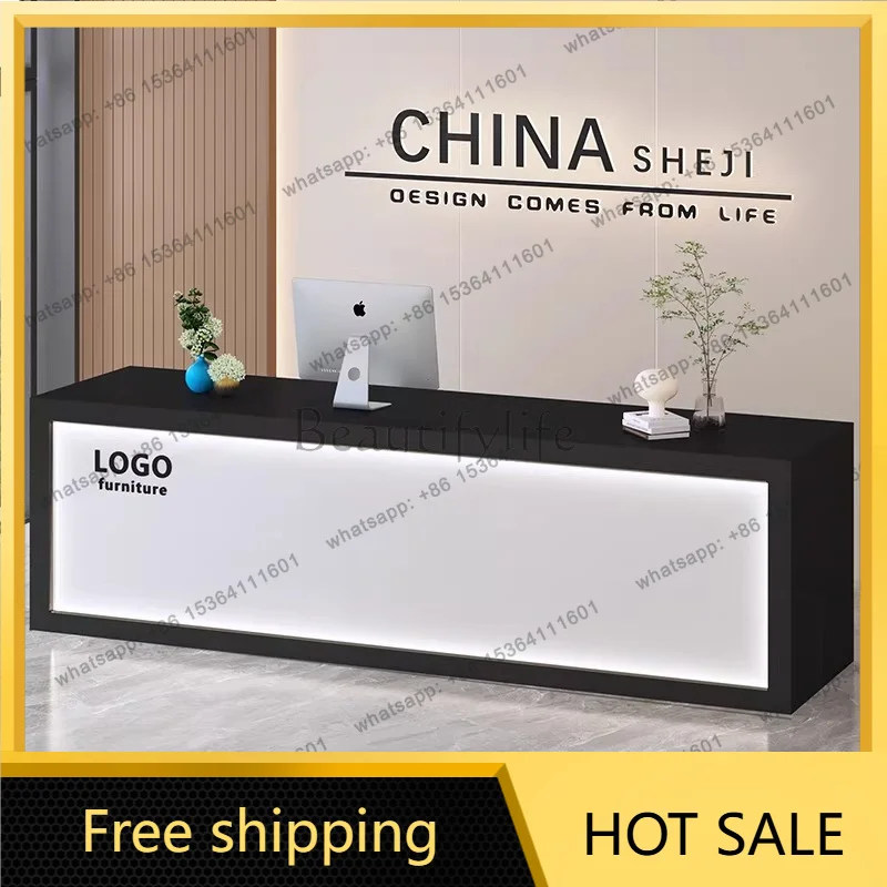 LJY Simple Modern Reception Desks Hotel Display Welcome Aesthetic Reception Desks Beauty Executive Escritorio Commercial Furnitu