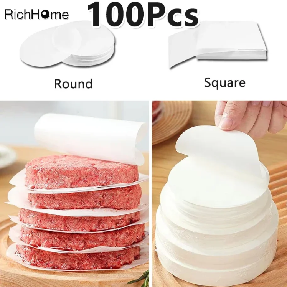 

100Pcs 10/11/12cm Hamburger Patty Paper - Wax Papers to Separate Frozen Pressed Patties - 100 Burger for Burger Patty Paper