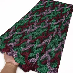 Latest African Cotton Dry Lace Fabric With Stones 2025 High Quality Swiss Voile Lace For Nigerian Sewing Wedding Party