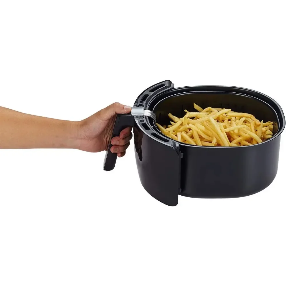 مقلاة هوائية رقمية 1700 وات 5.8-QT 8 في 1 مع كتاب وصفات، تأتي مع مقلاة غير لاصقة وسلة قابلة للفصل، باللون الأسود