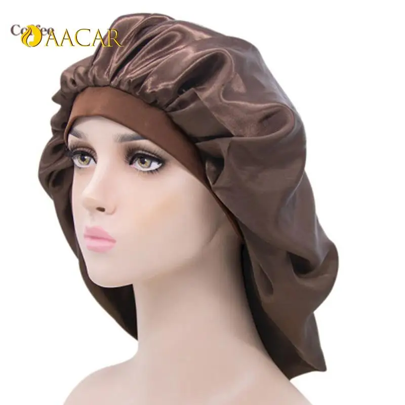 1 Pcs Lady Night Sleep Hat Long Hair Care Cap Satin Lace Bonnet Turban Headwrap Bandanas Beanie Bathroom Shower Caps