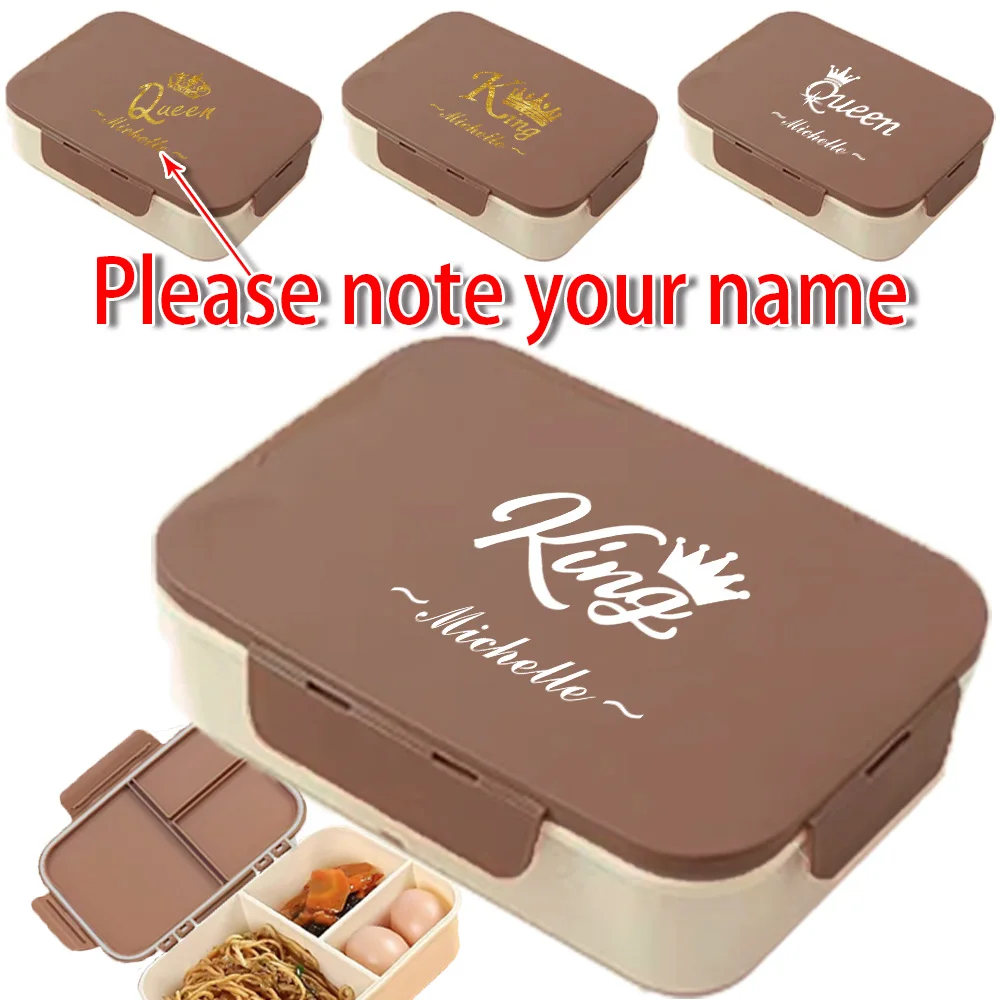 

Customized Name Lunch Box With Lid Bento Case Leakproof Portable Storage Breakfast DIY Freshness Preservation Camping Outdoors