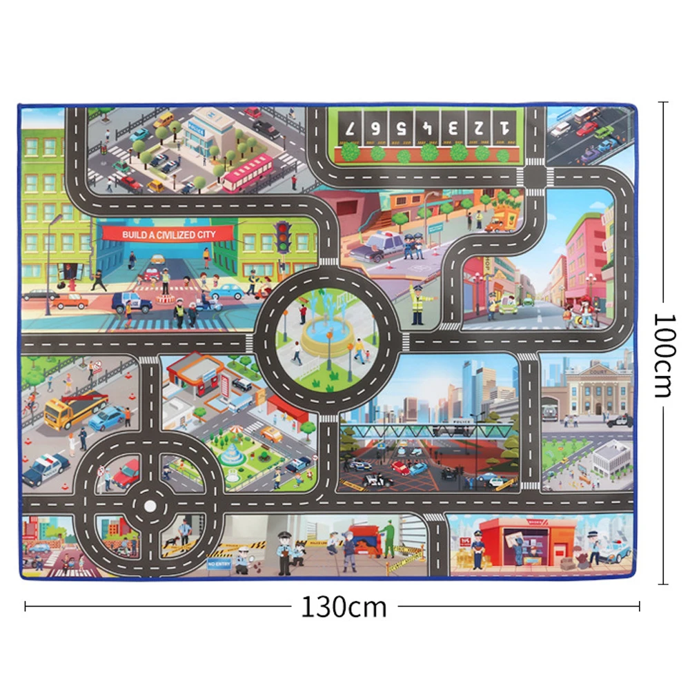 Kids Carpet Playmat Rug City Map Car Park Canvas Play Mat Puzzle Carpet Floor Educational Toys For Children’s Christmas Gifts