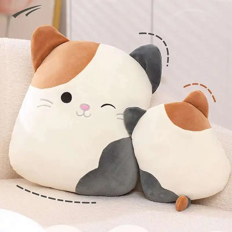 

Cute Calico Cat Plush Pillow Toys Stuffed Soft Animal Cat Pillow Nap Cushion Creative Birthday Gift for Kids Girlfriend