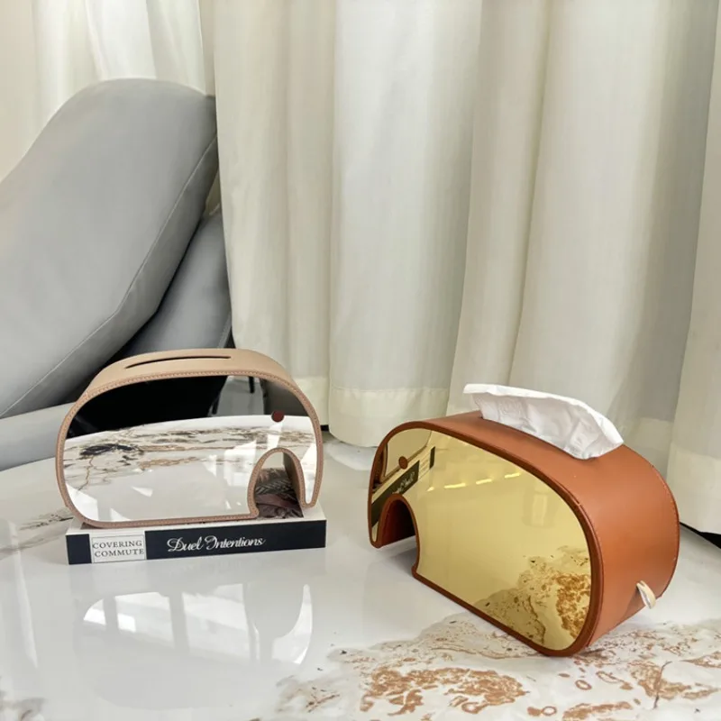 Nordic Stainless Steel Mirror Elephant Tissue Box Ornaments Living Room Entrance Bedroom Desktop Paper Box Craft Home Decoration