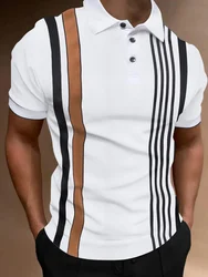 2023 nova marca de moda polo camisa masculina verão lapela colarinho fino ajuste listrado zíper respirável polos casuais roupas masculinas