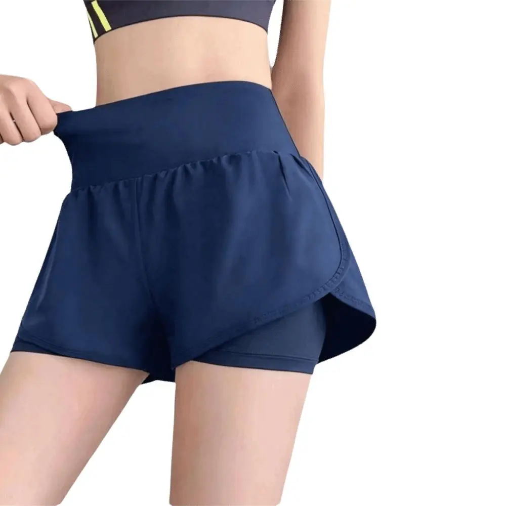 With Pocket Women Running Shorts Layer Liner Coverage Design Jogging Shorts Wide Waistband Athletic Gym Shorts Outdoor Running