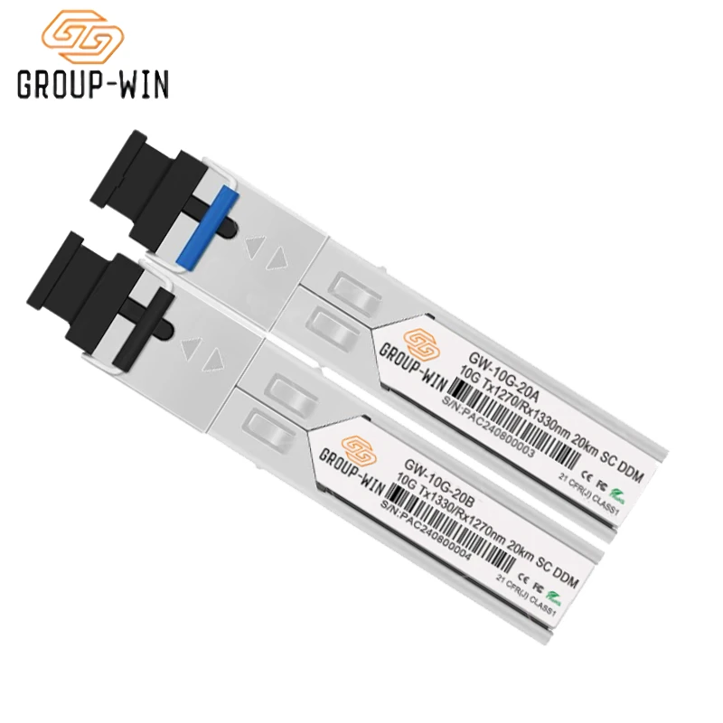 10G SFP+ Module BIDI SC Simplex Optical Fiber Module 20km Singlemode 1270/1330nm Compatible with Cisco/Mikrotik SFP Switch