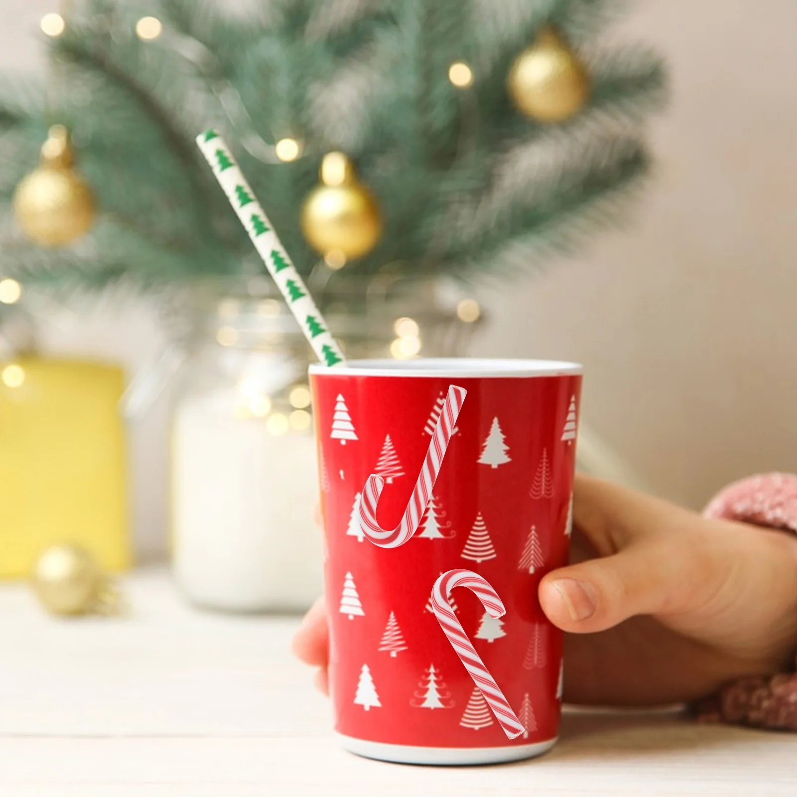 

100Pcs Resin Candy Cane Charms Mini Xmas DIY Crafts Multi-Use Festive Decorative Embellishments for Phone Nails Crafts