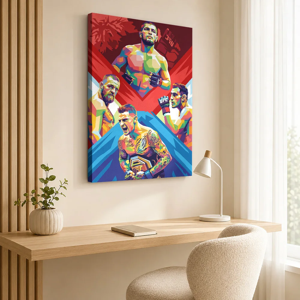 Hercules Boxer Pop Art Portrait Framed Canvas Print Poster Custom Photo Sports Portrait Wall Paintings Decoration for Man Cave