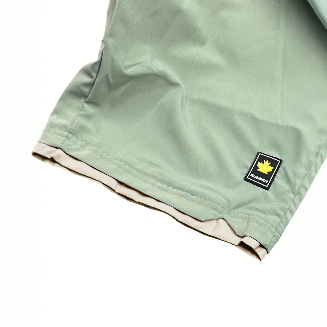 Pantalones cortos casuales de verano para hombre con bolsillos: negro, cintura elástica, cordón, poliéster, diseño de dos capas, ligero y transpirable