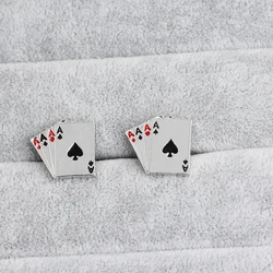 Men's Silver Color 4A Poker Playing Cards Cufflinks For Brands Spade A Cuff Links Clothing Accessories For Texas Holdem Gift