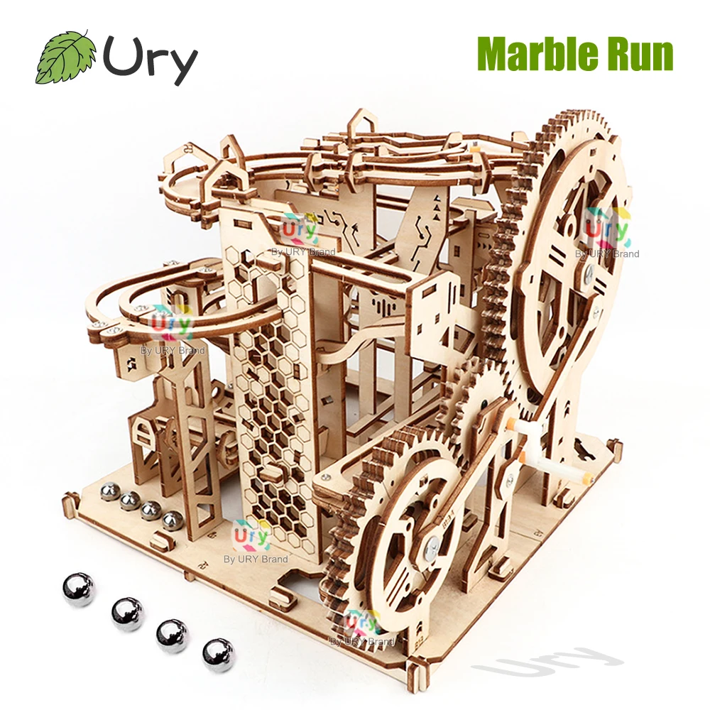 Ury 3d quebra-cabeça de madeira mármore run conjunto dispositivo pista manual mecânico modelo ciência alta dificuldade labirinto bola montagem brinquedo para meninos