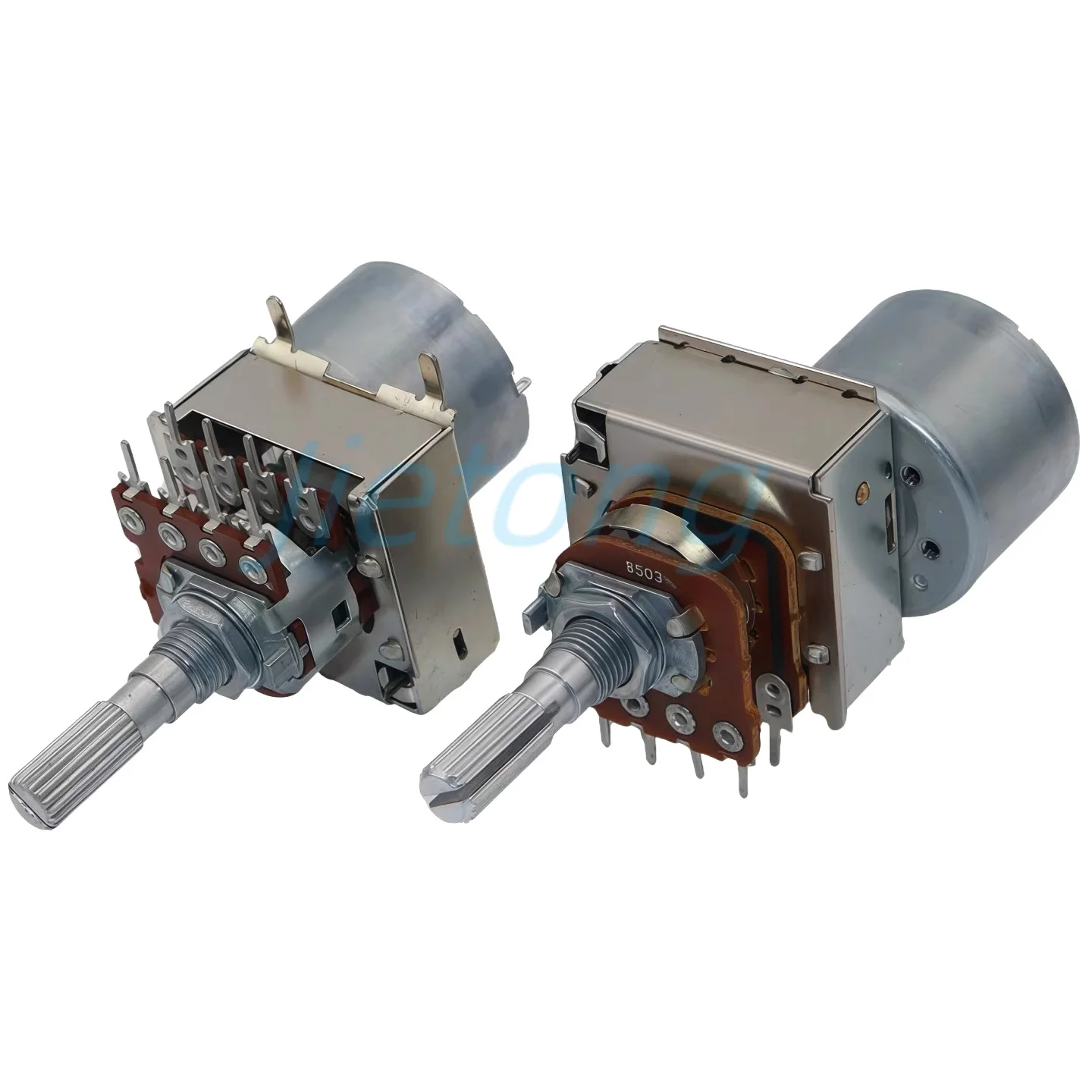 1pc 16 Type Amplifier Audio Master Volume Remote Control Motor Potentiometer Dual 8pins B50K B100K Handle Length 25mm Plum Shaft
