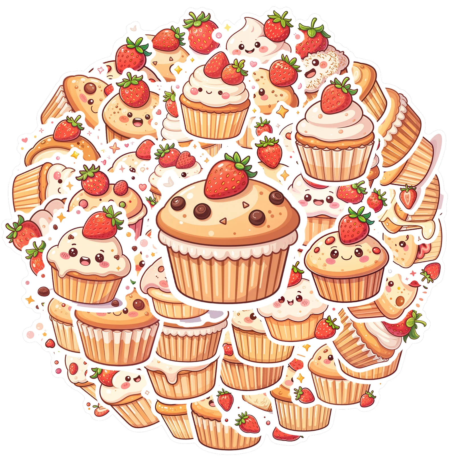 35-100pcs Strawberry Cupcake Stickers Kawaii Cute Decals Laptop Diary Phone Luggage Sticker Decor School Supplies