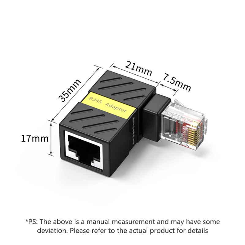 360° Rotation Gigabit RJ45 Network Adapter 90 Degree Right Angle Elbow Network Connector Universal RJ45 Male to Female Converter