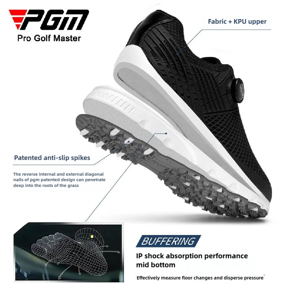 

PGM Golf Shoes Men's Sports Shoes Summer Rubber Breathable and Ventilated Men's Shoes Shock-absorbing Sole Anti Slip Shoe Studs