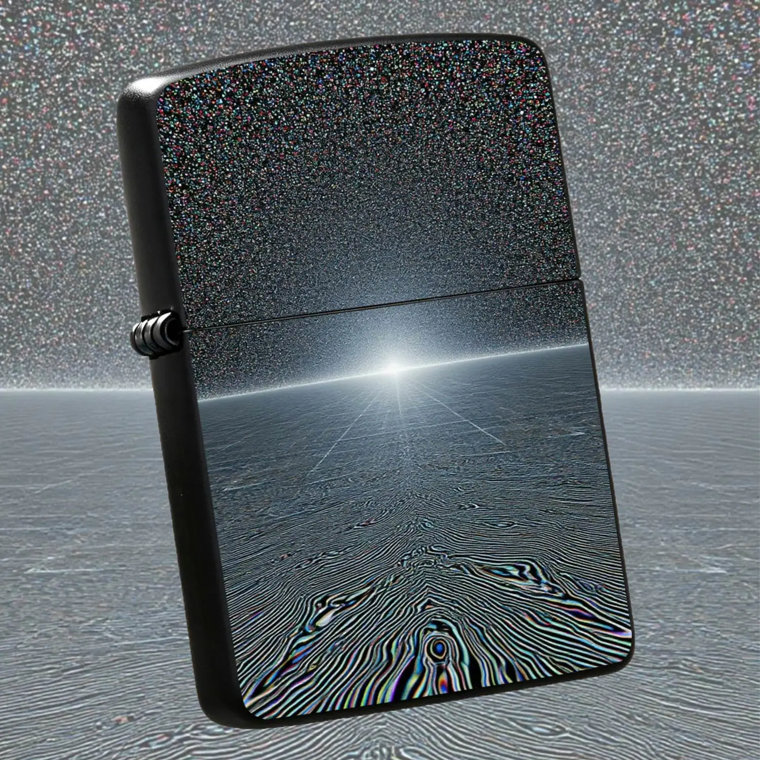 Cyber Aesthetic Iridescent Horizon Decorative Lighter, Abstract Starburst Art Pattern Personal Portable Accessory, Full-Scene Adapt Trendy Vibe Daily Carry Item, Creative Stylish Practical Gift For Friends Or Personal U A Humorous And Inter