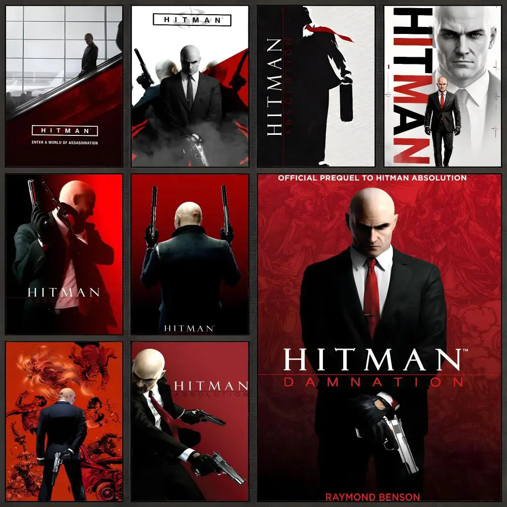 Game Hitman Stealth Action Poster Peel And Stick Wall Art PP Waterproof HD Bedroom Living Room Home Decor Gift