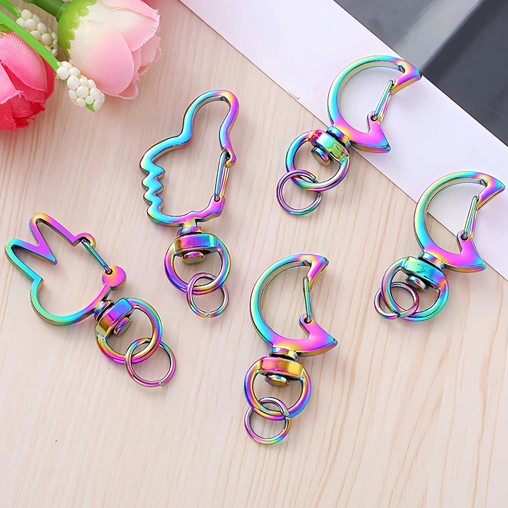 5Pcs Star Heart Snap Hook Trigger Clips Buckles Lobster Clasps Clips Key Ring for DIY Keychain Lanyard Jewelry Making Accessory
