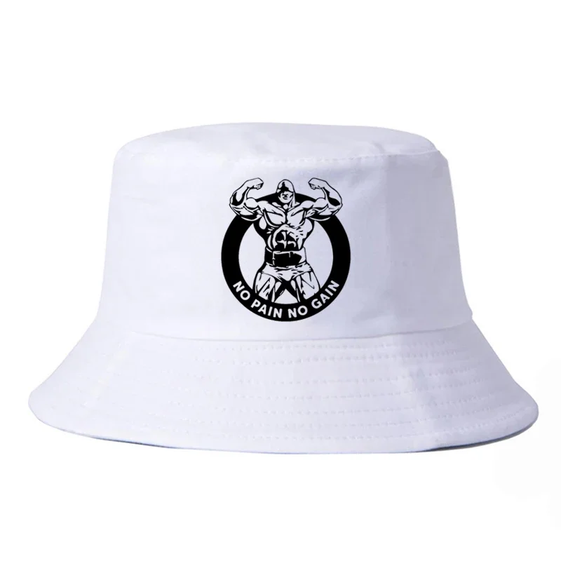 

Gyms Bodybuilding Men bucket hat Workout NO PAIN no GAIN cotton Unisex fisherman hat