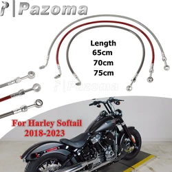 Motorcycle Hydraulic Banjo Braided Line Steel Brake Hose Cable For Harley Softail Slim Breakout Deluxe Street Bob Fat Boy 18-23