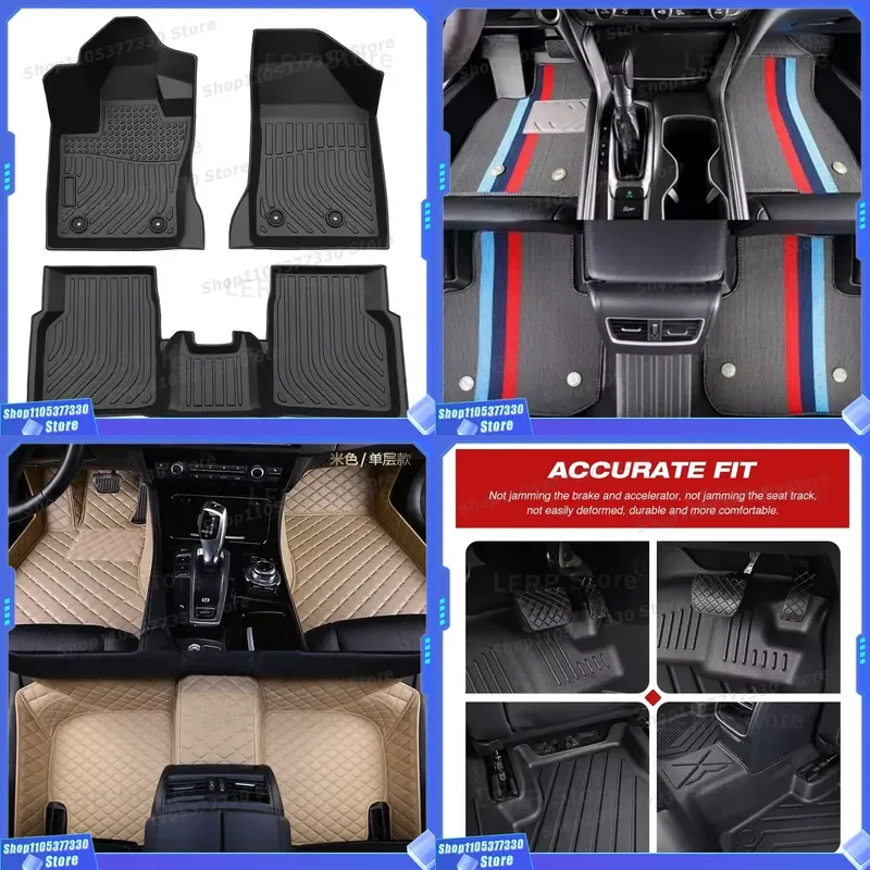 Universal 7D TPE Car Floor Mats Double Layer Non Slip Leather Auto Carpet All Weather Odorless Luxury Vehicle Interior