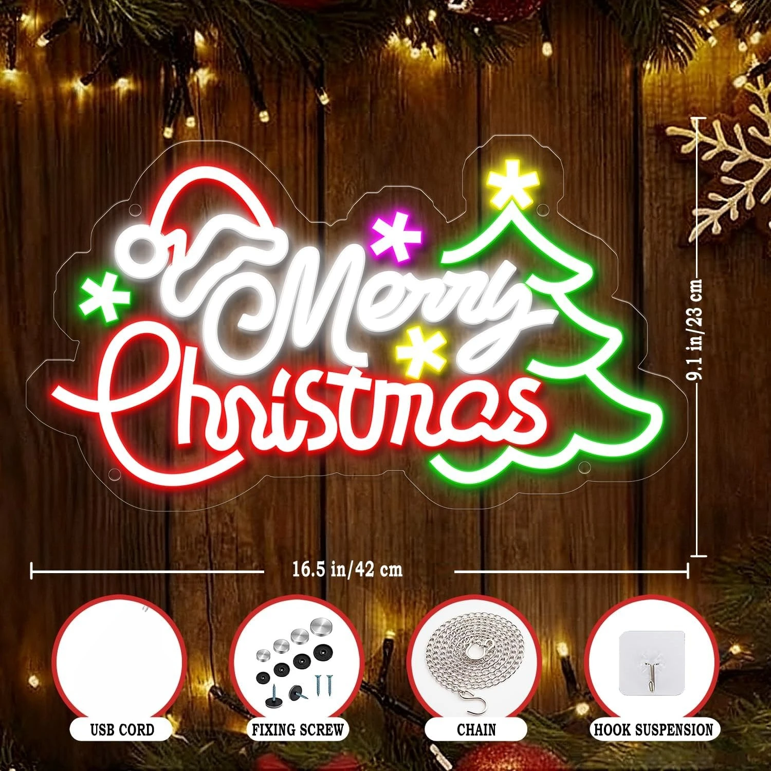 USB 조광 가능한 메리 크리스마스 네온 사인 트리와 - Home Xmas Decor Ideas 리뷰 및 가격
