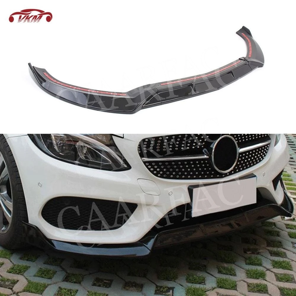 

Carbon Fiber Car Front Bumper Lip Spoiler Splitters ABS Head Protector For Mercedes Benz C Class W205 Sport 2014-2018 Body Kits