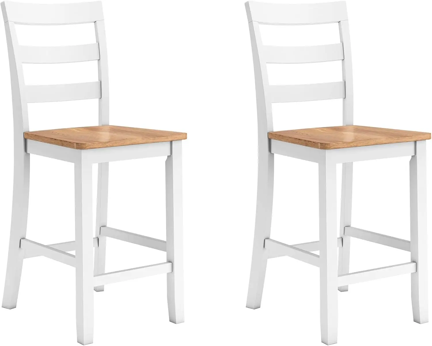 

Набор из 2 барных стульев из массива дерева, белого/натурального цвета, современные кухонные стулья