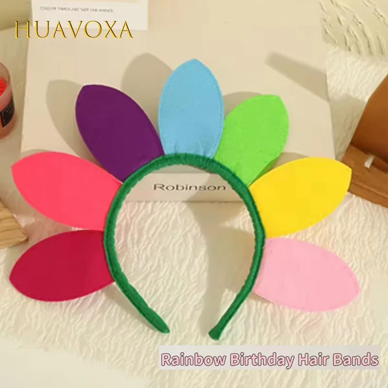 

Милые ленты для волос с подсолнухом, ленты для волос цвета радуги, день рождения, фестиваль, вечеринка, украшение для волос на открытом воздухе, подарок на день защиты детей