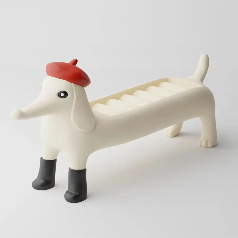 Resin Dachshund Ring Organizer Dustproof Ring Holder Jewelry Display Box Cartoon Display Stand Ring Trinket Storage Box